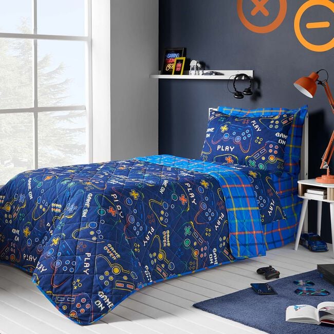 Gaming Check Bedspread 200cm x 220cm