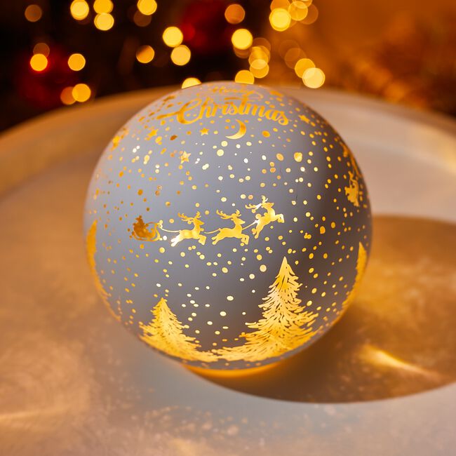 CASHEL LIVING LED CHRISTMAS WHITE Large Glass Ball