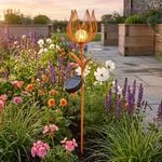 60cm Solar Metal Flower Garden Stake - Orange