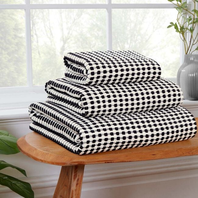 500GSM TURKISH YARN DYED WEAVE BLACK Hand Towel