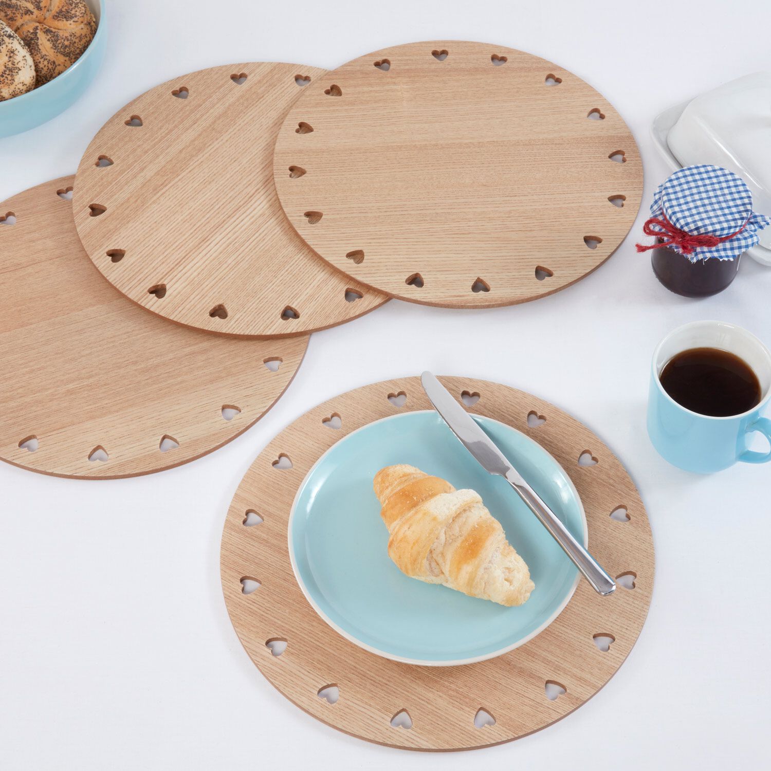 Round Wooden Hearts Placemats 4 Pack Home Store + More