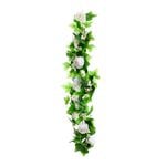 1.8m White Rose With Ivy Leaves Garland