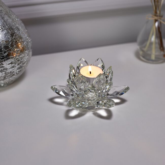 Cashel Living Crystal Lotus Flower Candle Holder