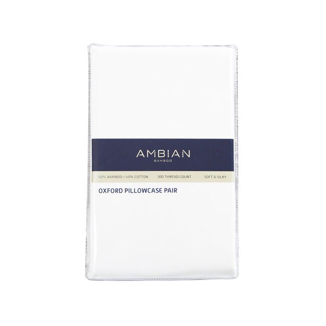 300TC Bamboo/Cotton Oxford Pillowcase Pair - White