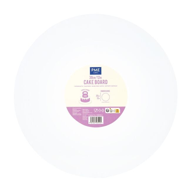 PME 12'' White Round Cake Board with Banded Edge