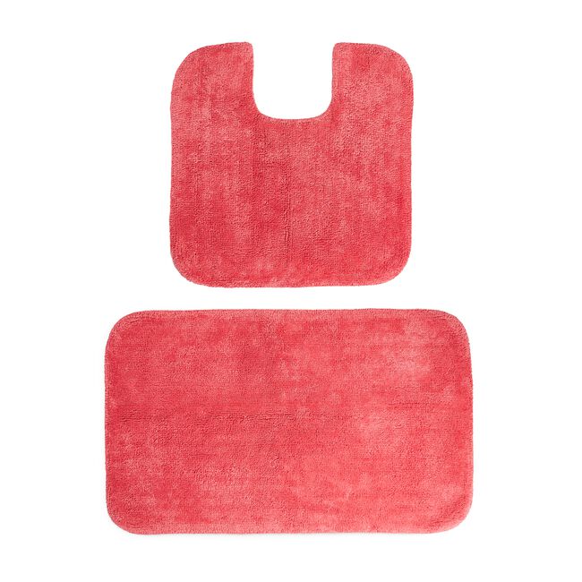 2 Piece Cotton Plain Dye Rose Pink Bathroom Set