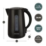 HAMILTON BEACH ESSENTIALS 1.7L BLACK Rapid Boil Kettle