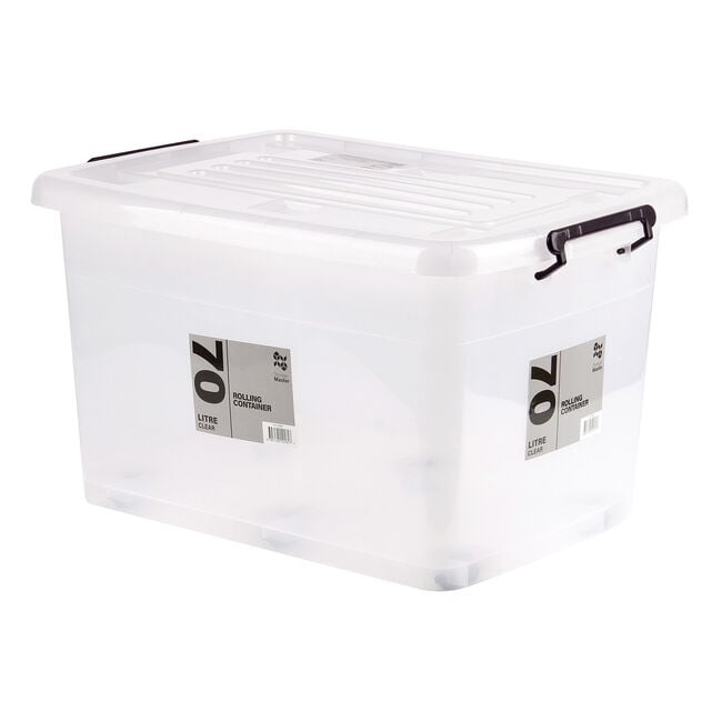 70L Rolling Clear Storage Box
