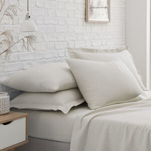 HOUSEWIFE PILLOWCASE PAIR Brushed Cotton Cream 