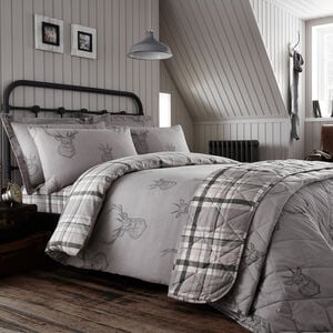 SINGLE DUVET COVER Brushed Cotton Stag Charcoal