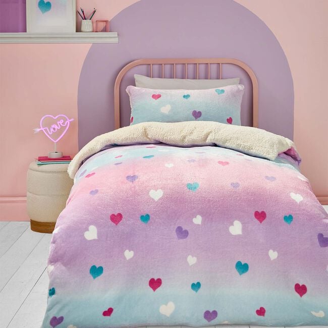 SINGLE DUVET COVER Bedlam Cosy Ombre Heart Multi