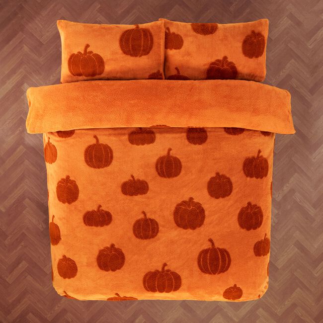 SINGLE DUVET COVER Teddy Fleece Pumpkin