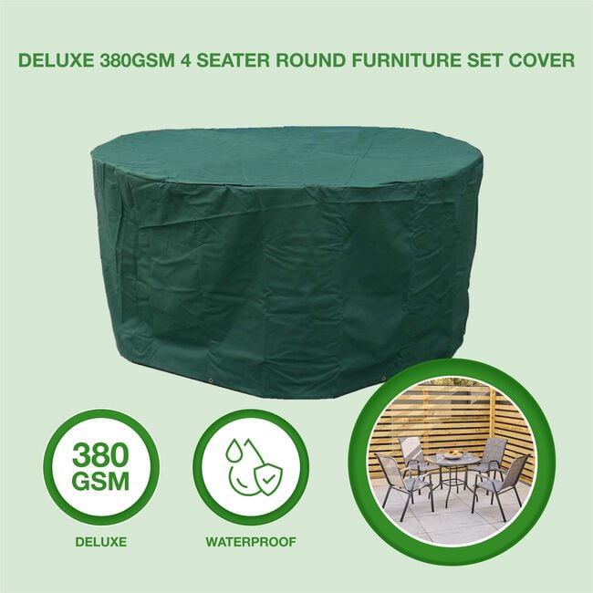 Deluxe 380GSM 4 Seater Round Furniture Set Cover 