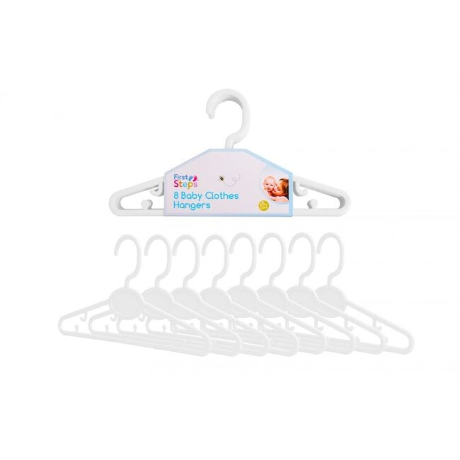 First Steps 8 Baby Clothes Hangers White