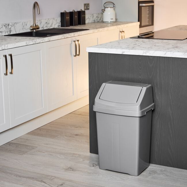 Casa Kitchen Swing Bin Silver 50L