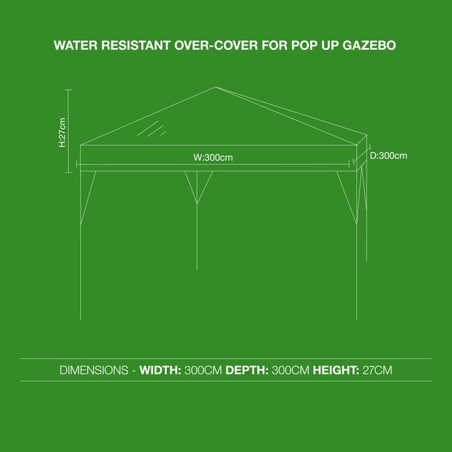 Water Resistant Over-Cover For Pop Up Gazebo
