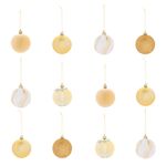 12 Pack Gold & White Bauble Set