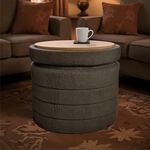 BOUCLE GREY FOLDING STORAGE Ottoman with Table
