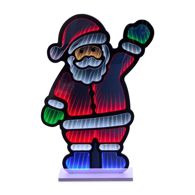 Light Up Standing Waving Santa Infinity Mirror