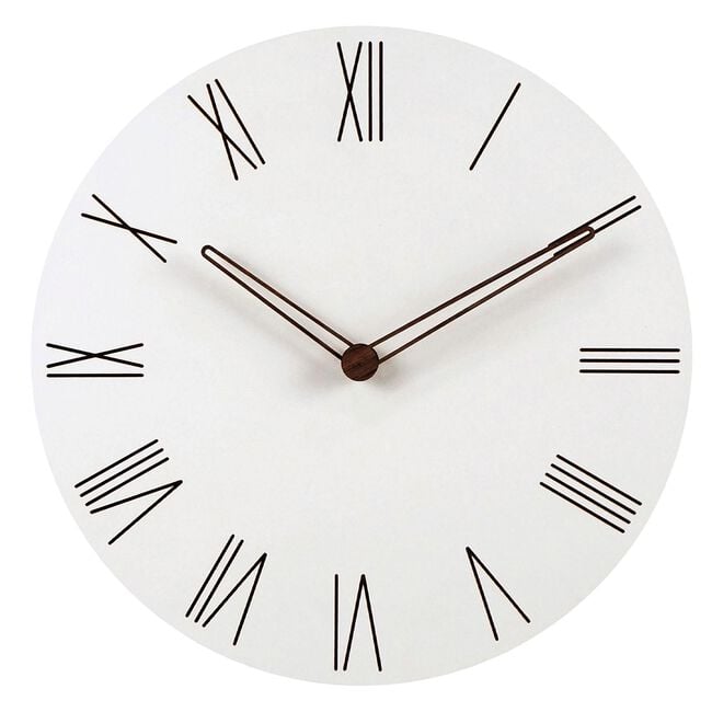 Minimal White Roman Numerals Clock 13'' 