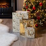 3 Gift Bags - Gold Reindeer