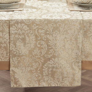 Damask Medallion Table Runner 229 x 34cm - Gold