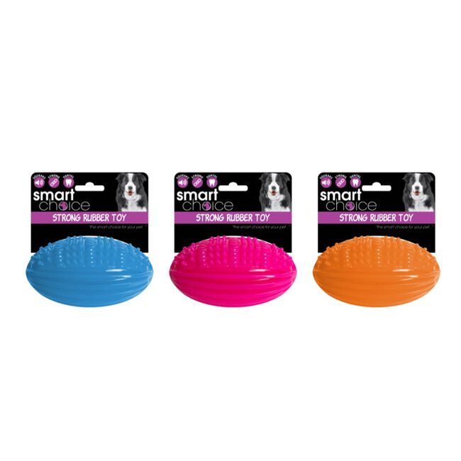 Smart Choice Rubber Rugby Ball Squeaking Dog Toy 