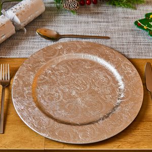 PATTERNED Silver Charger Plate 