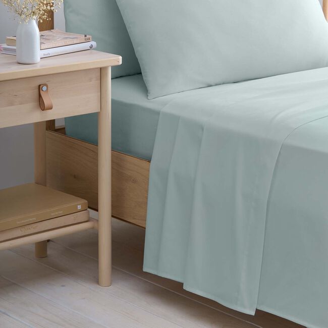 KING SIZE FLAT SHEET Luxury Percale Sage 8G