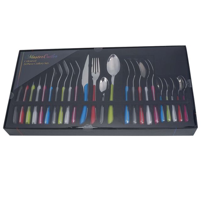 Master Cutler Coloured 24 Piece Cutlery Set