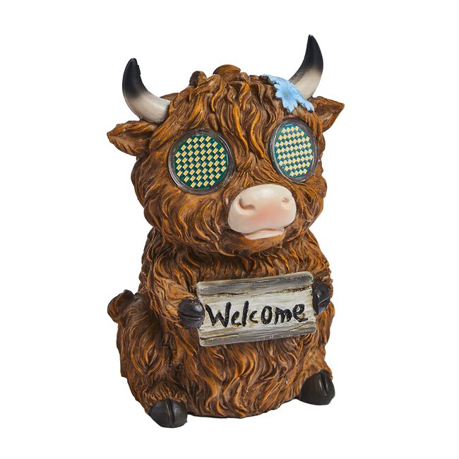 Highland Cow Solar Garden Light with Moving Eyes