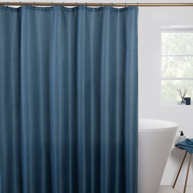 Waffle Shower Curtain - Navy