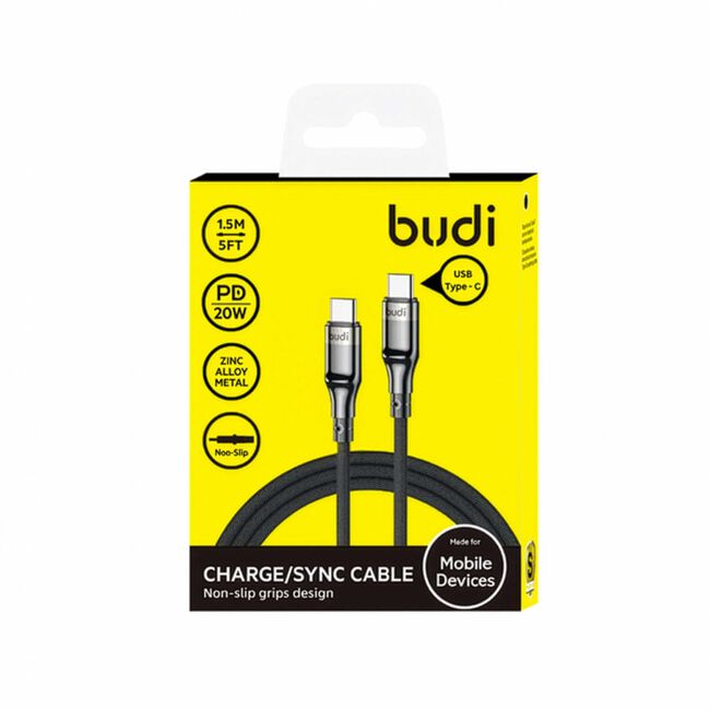 Budi Black Type C 1.5m Charging Cable 