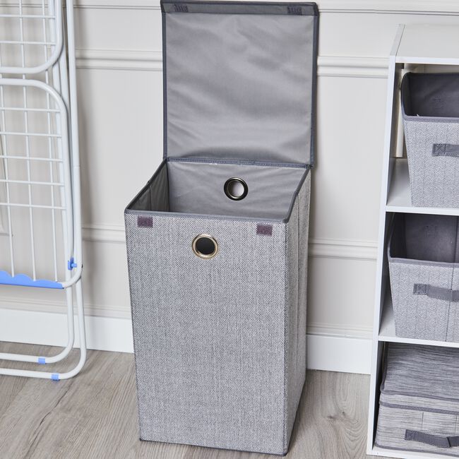 Tweed Light Grey Foldable Laundry Hamper