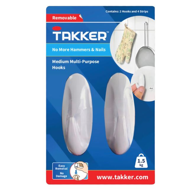 Takker Medium Multi-Purpose Hooks 2 Pack