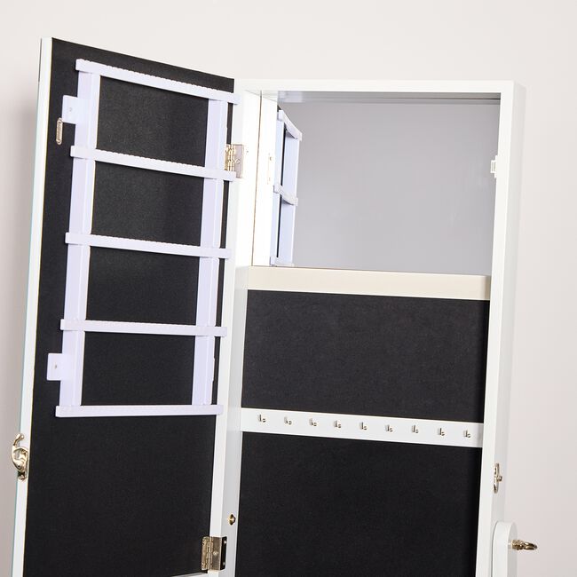 White Jewellery Storage Mirrored Armoire
