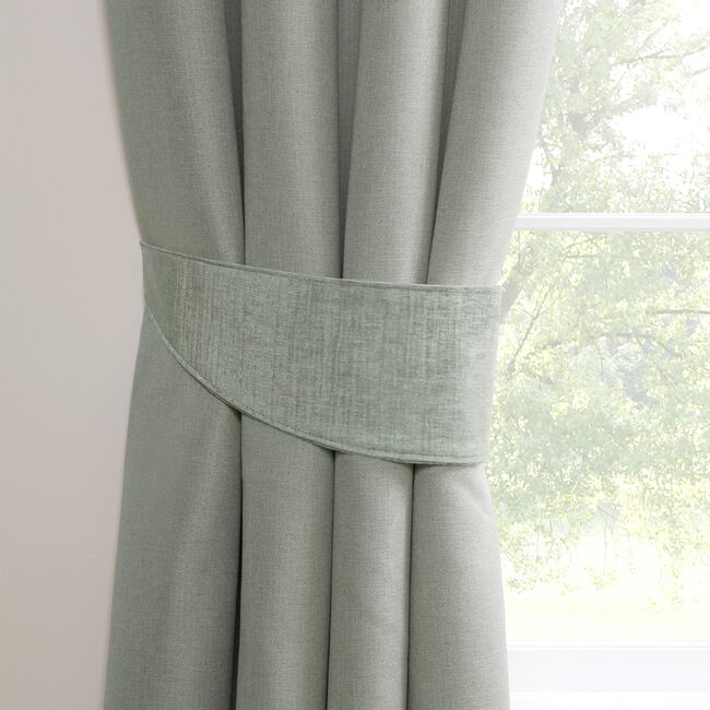 NIGHTSHADE TEXTURED DUCK EGG PAIR Tiebacks