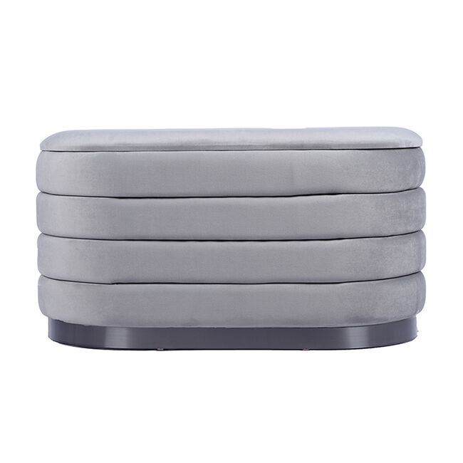 LARGE OVAL GREY VELVET Ottoman