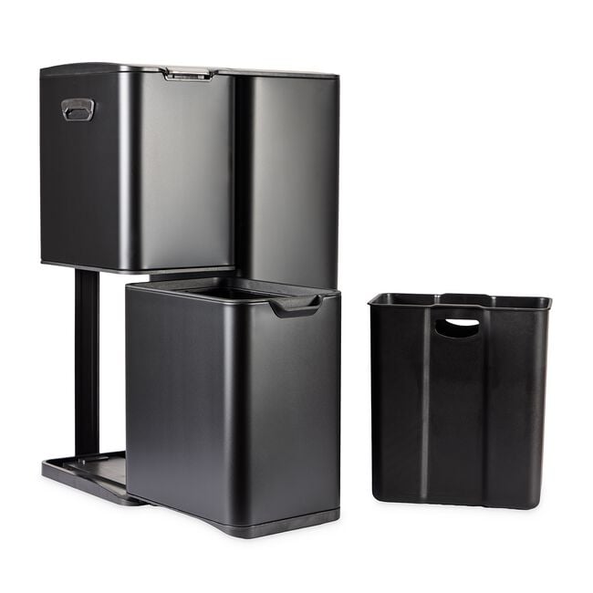 NORDHAUS BLACK TRIPLE COMPARTMENT 60L RECYCLING Bin