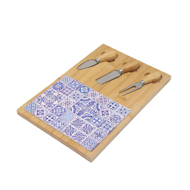 FIESTA JOY BLUE PATTERN 5 Piece Cheese Serving Set
