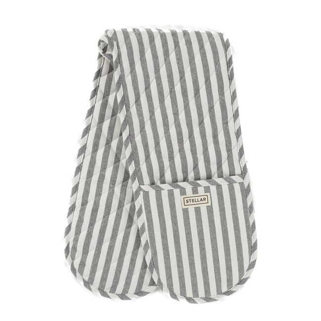 Stellar Double Oven Mitt - Grey Stripe
