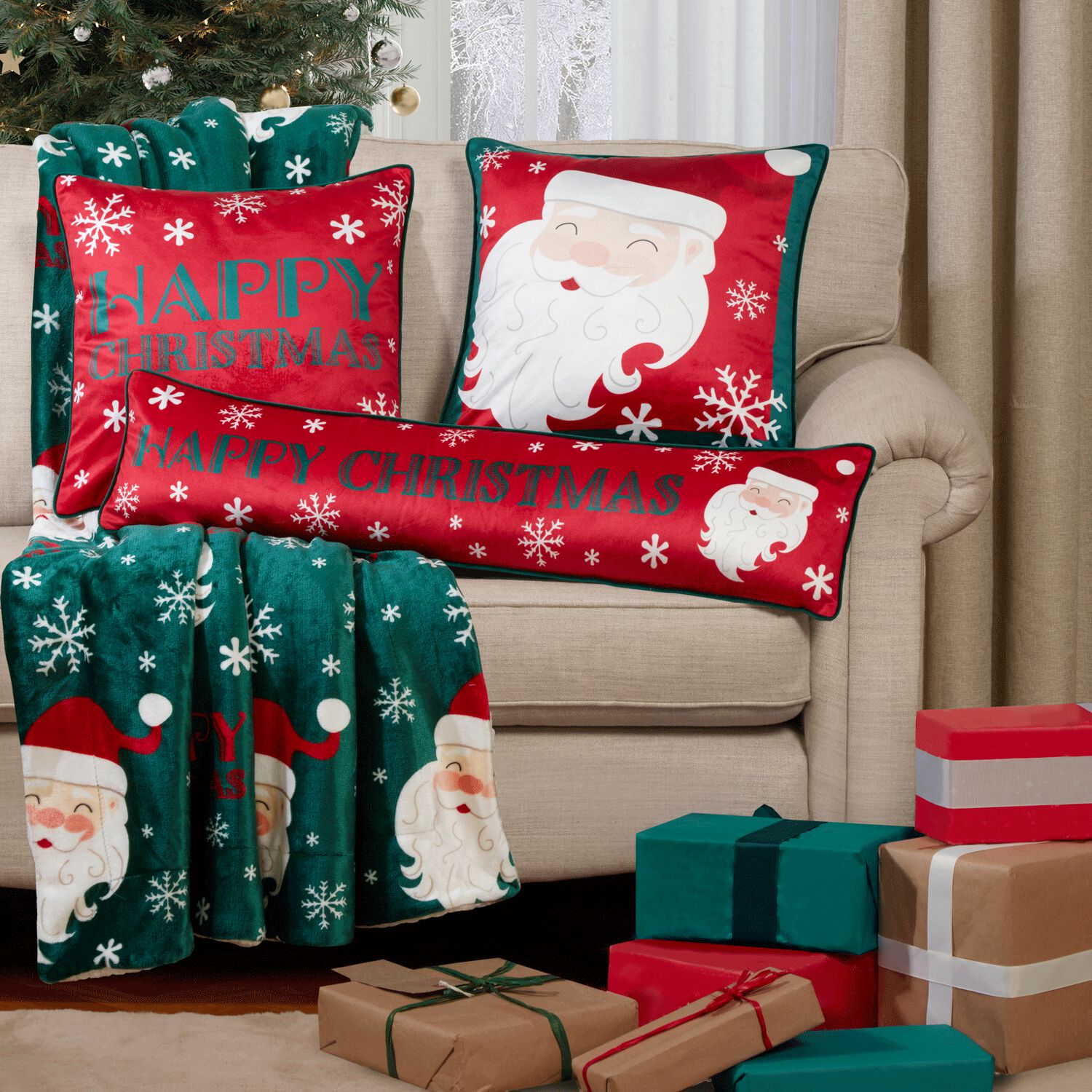 Snowy Santa Cushion Cover 45cm x 45cm Pack