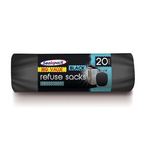 Sealapack Black Refuse Rubbish Sacks 20 Pack