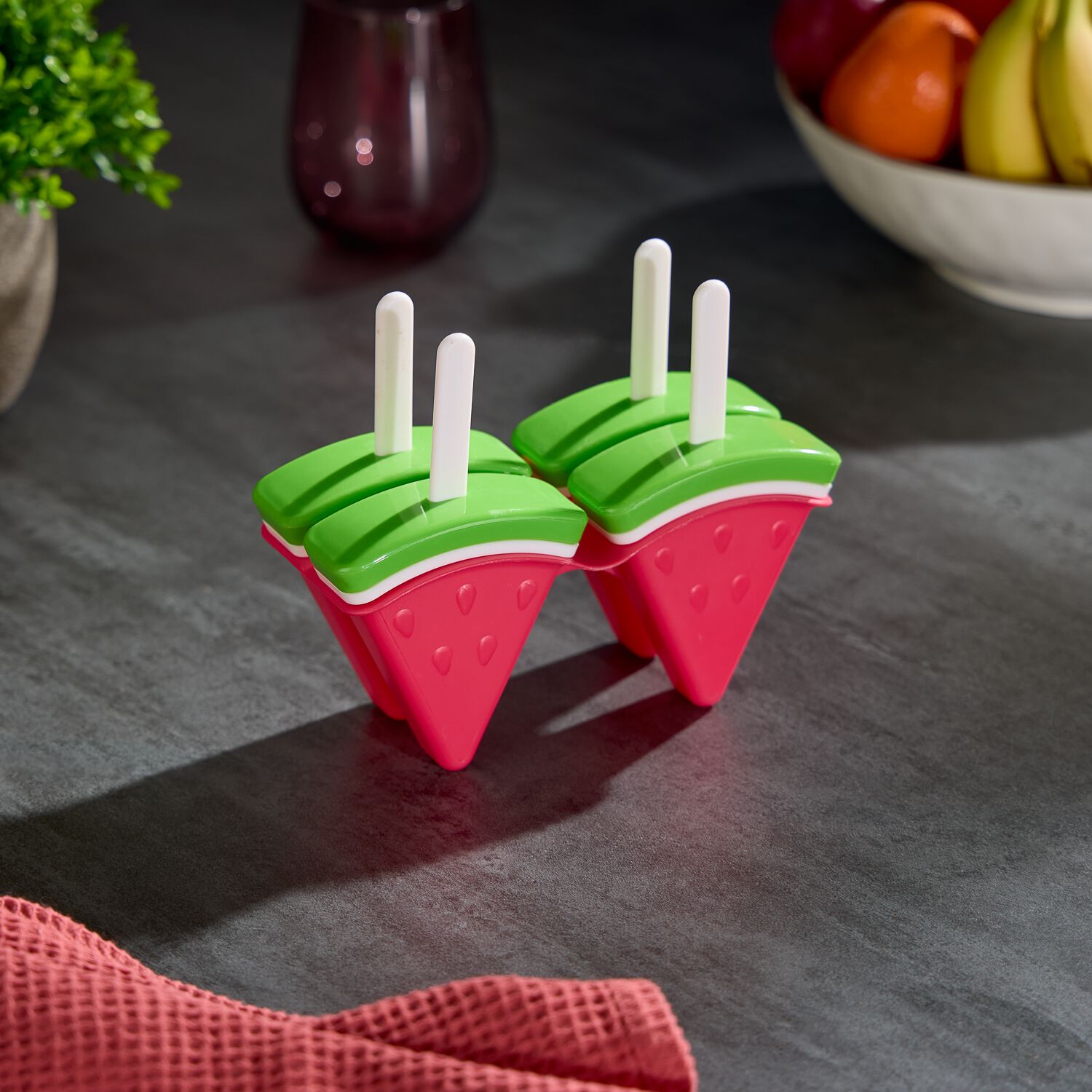 JOIE MSC Watermelon Shape Freeze Pops Popsicle Maker 4pc for sale