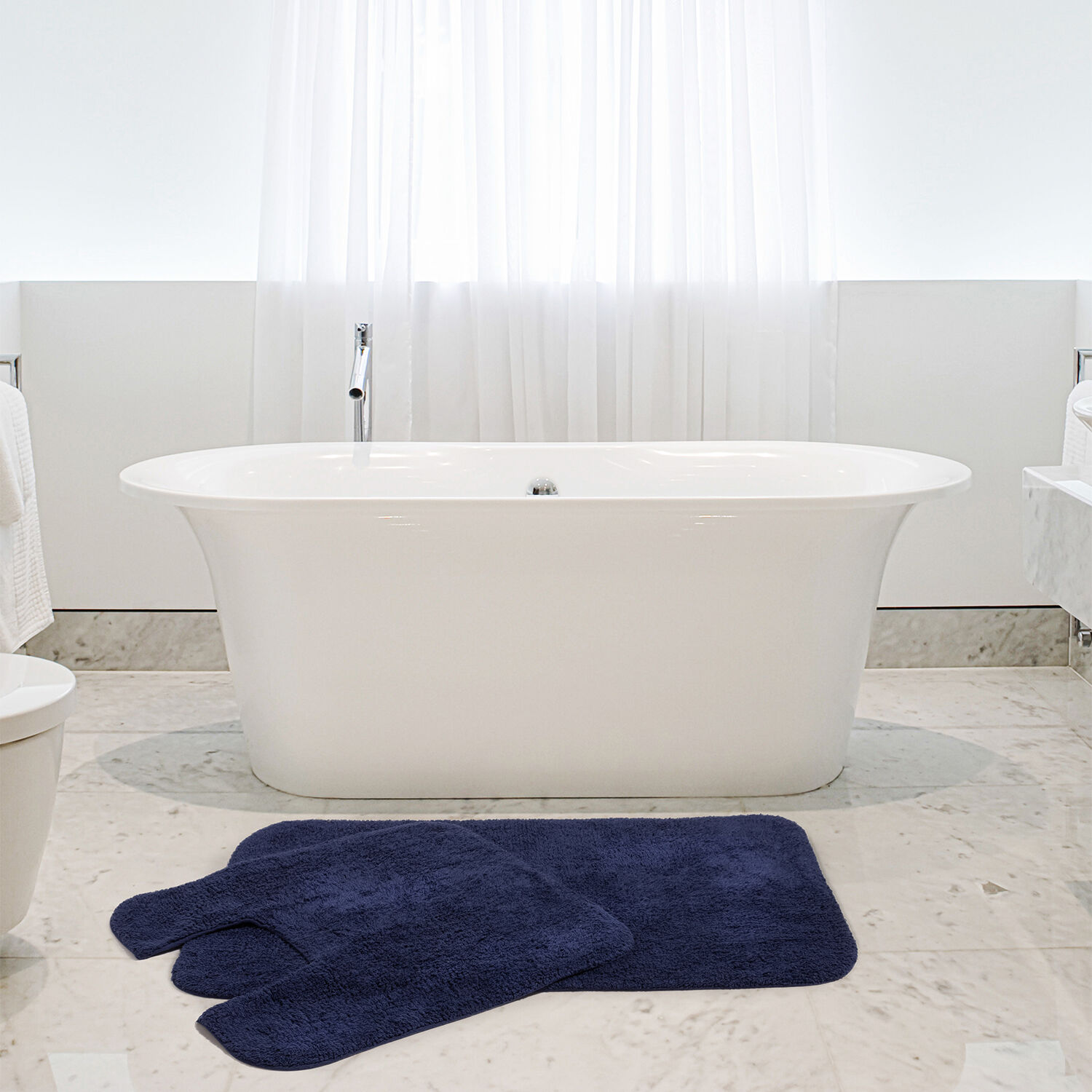 2 Piece Cotton Plain Dye Navy Bathroom Set Home Store + More