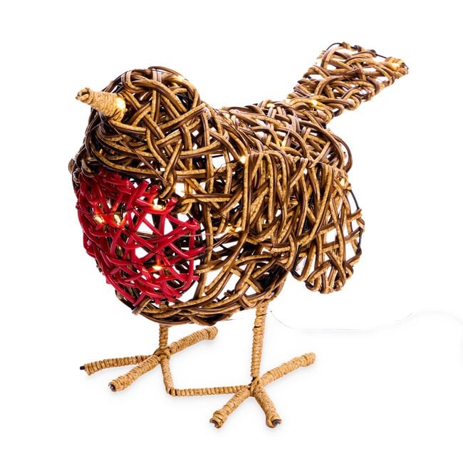 Wicker Robin with Warm White LEDs