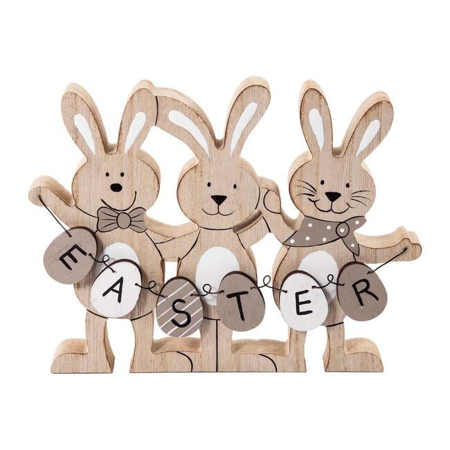 3 Rabbits with Easter Ornament 