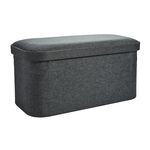 Oval Linen Foldable Large Charcoal Ottoman