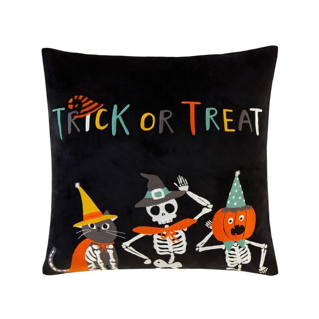 Embroidered Trick or Treat Cushion 45cm x 45cm