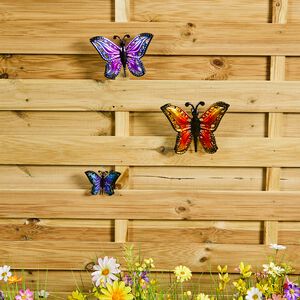 Set Of 3 Butterflies Garden Wall Art